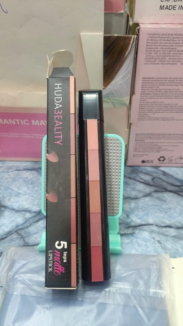 Huda Beauty 5-in-1 Nude Matte Lipstick Set – Long Lasting & Waterproof