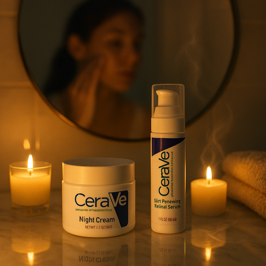 CeraVe Complete Skincare Set – Night Cream, Retinol Serum, Acne Cleanser & Sunscreen SPF50