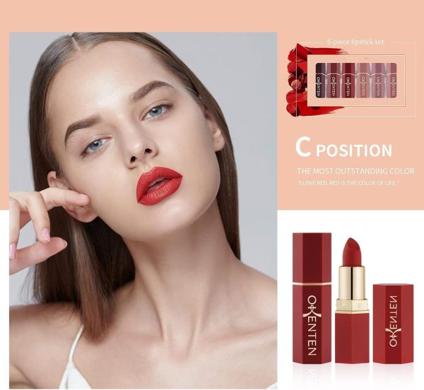 6 Pcs High Pigmented Lipstick Set – Matte & Creamy Long-Lasting Shades