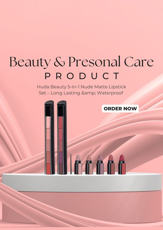 Huda Beauty 5-in-1 Nude Matte Lipstick Set – Long Lasting &amp; Waterproof