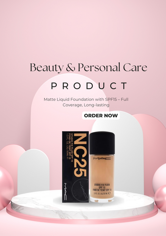 Matte Liquid Foundation with SPF15 – Full Coverage, Long-lasting