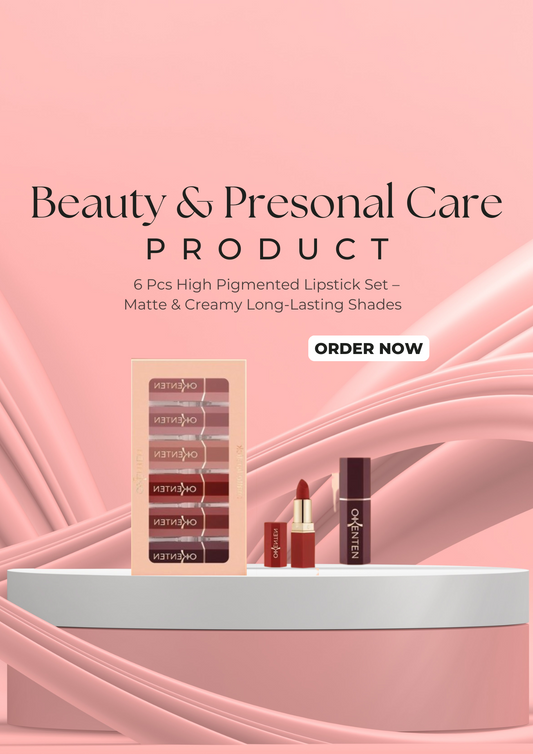 6 Pcs High Pigmented Lipstick Set – Matte & Creamy Long-Lasting Shades