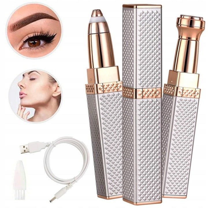 2-in-1 Flawless Facial Hair Remover & Eyebrow Trimmer | USB Rechargeable, Painless & Portable | Random Color